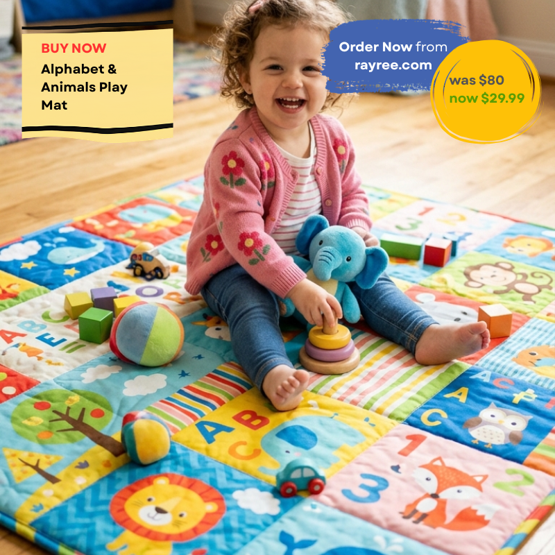Premium Alphabet & Animals Baby Play Mat – Soft Educational Floor Mat for Toddlers