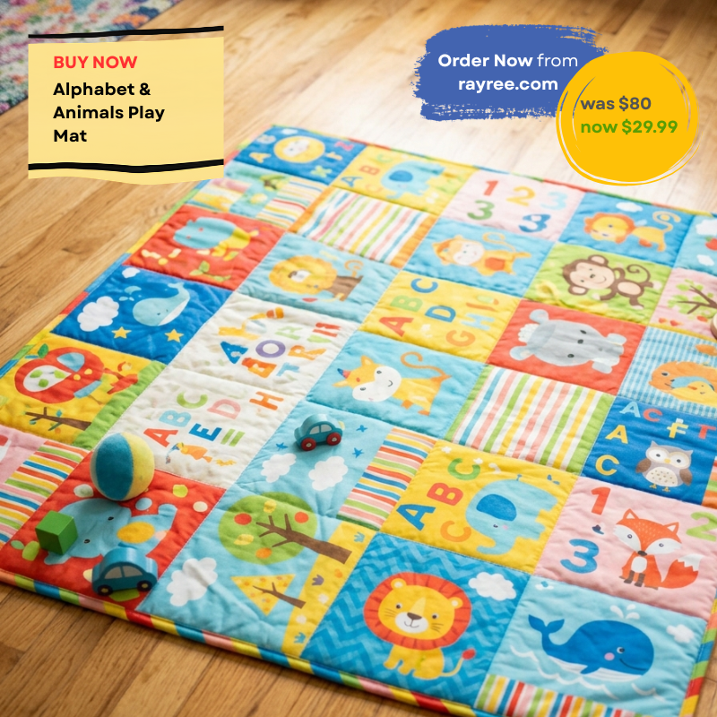 Premium Alphabet & Animals Baby Play Mat – Soft Educational Floor Mat for Toddlers