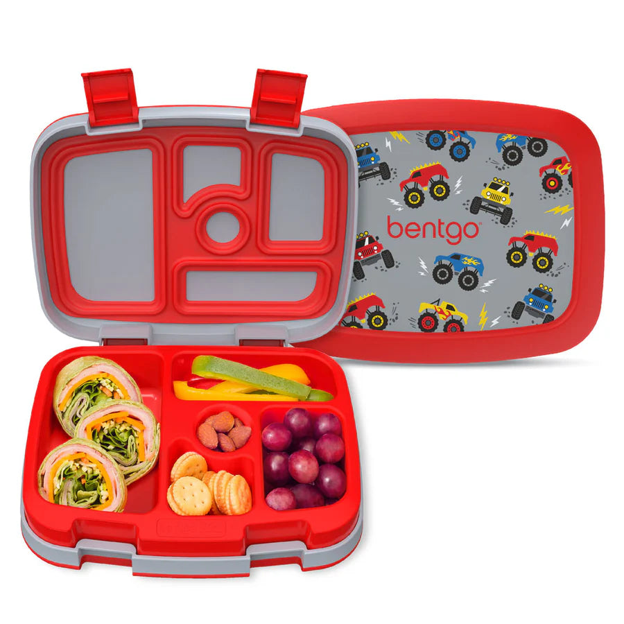 Bentgo Kids Prints 5-Compartment Bento Lunch Box – Trucks | Leak-Proof, BPA-Free & Dishwasher Safe