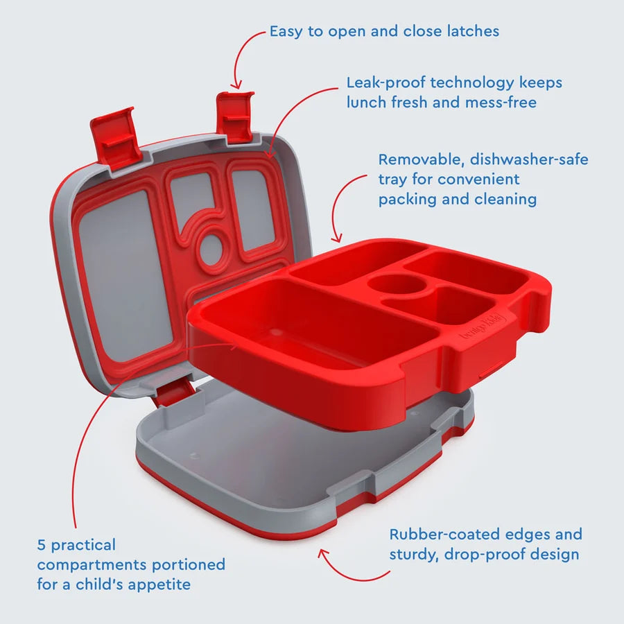 Bentgo Kids Prints 5-Compartment Bento Lunch Box – Trucks | Leak-Proof, BPA-Free & Dishwasher Safe