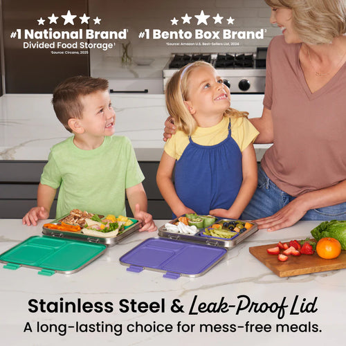 Bentgo Kids Stainless Steel Lunch Box – 5-Cup Capacity, Leak-Resistant Bento Box