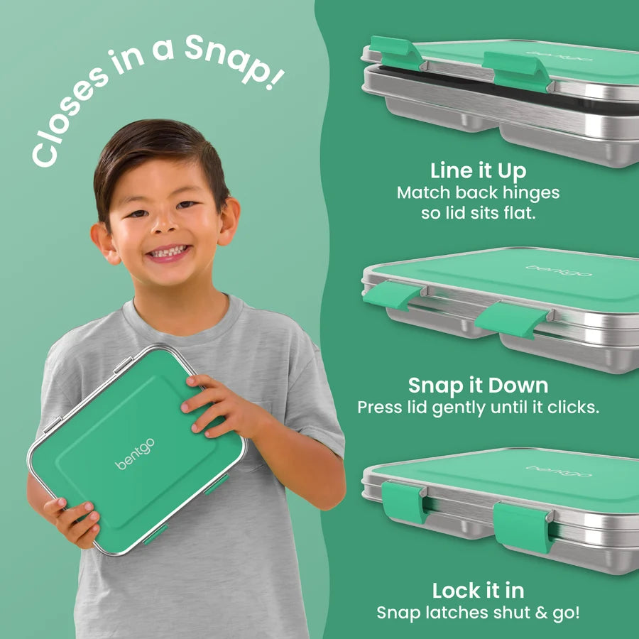 Bentgo Kids Stainless Steel Lunch Box – 5-Cup Capacity, Leak-Resistant Bento Box