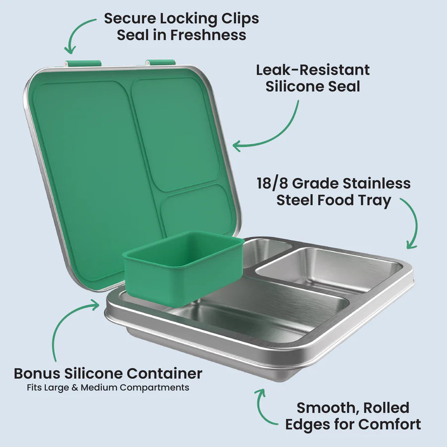 Bentgo Kids Stainless Steel Lunch Box – 5-Cup Capacity, Leak-Resistant Bento Box