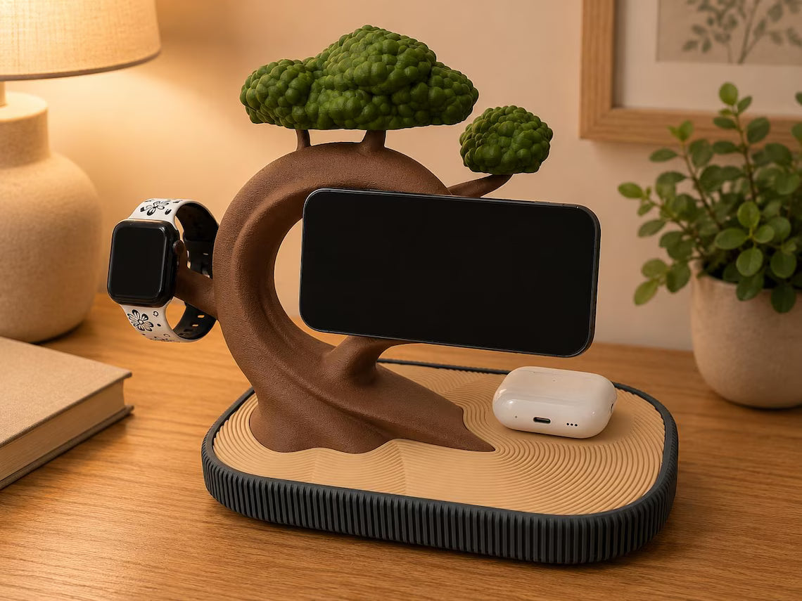 Bonsai Tree MagSafe 3-in-1 Charging Station Stand – iPhone, Apple Watch & Earbuds Holder
