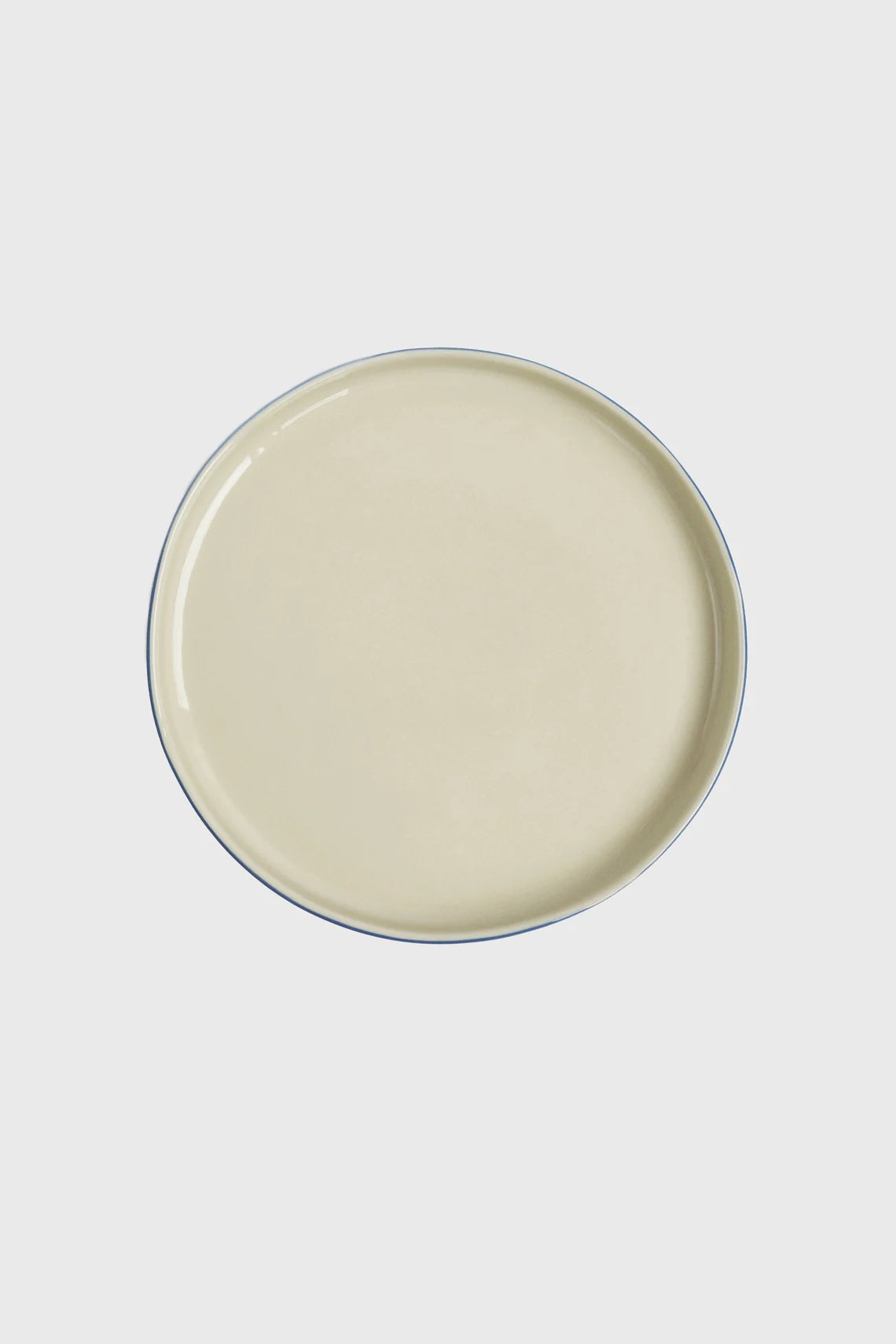 Handmade Porcelain Dinner Plate – Cappuccino Brown & Blue Rim