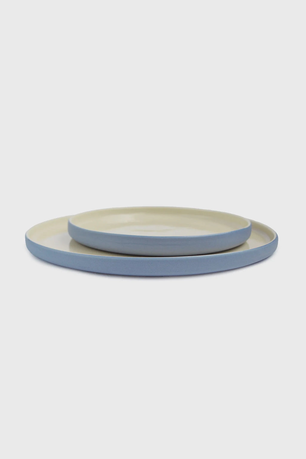 Handmade Porcelain Dinner Plate – Cappuccino Brown & Blue Rim