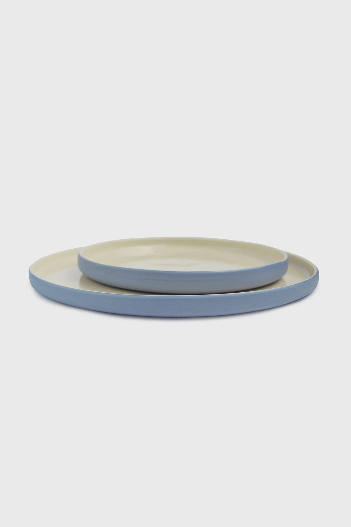 Handmade Porcelain Dinner Plate – Cappuccino Brown & Blue Rim
