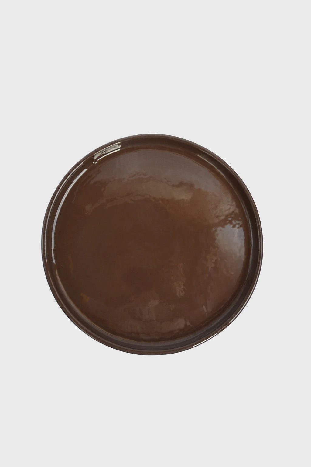 Handmade Porcelain Dinner Plate – Cappuccino Brown & Blue Rim