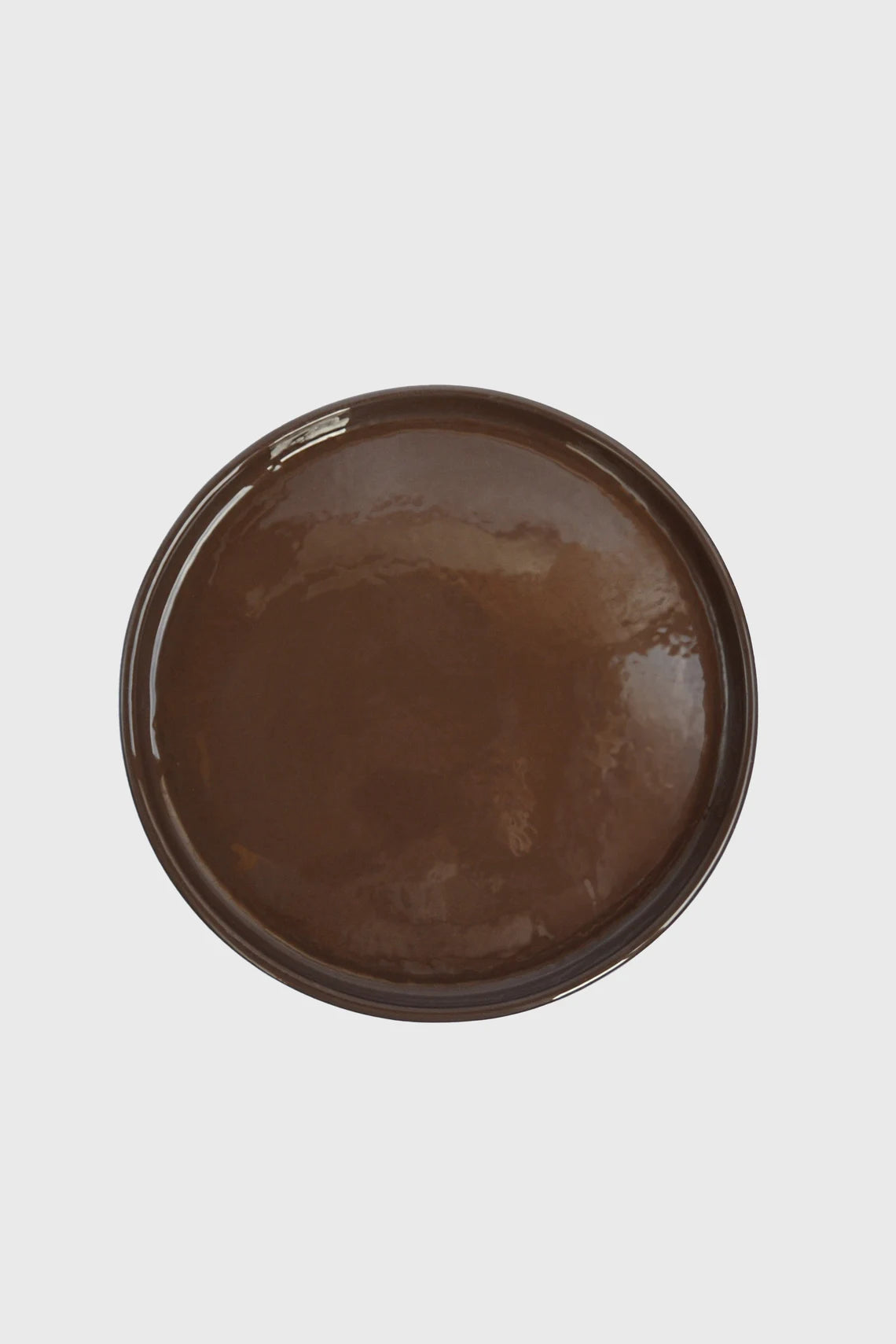 Handmade Porcelain Dinner Plate – Cappuccino Brown & Blue Rim