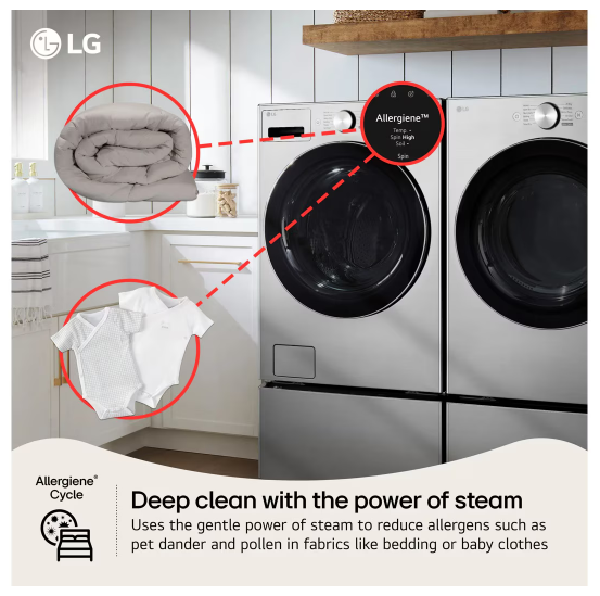 LG 5.0 cu. ft. Smart Front Load Washer with TurboWash® 360°, AI Sensing & Steam – Graphite Steel