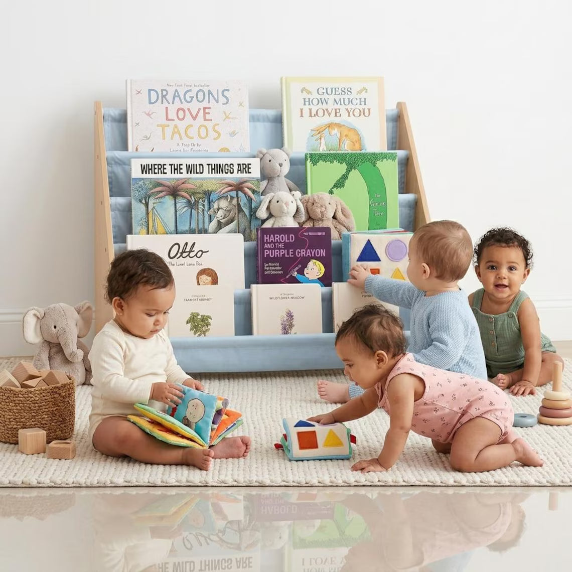 Kids Wooden Montessori Bookshelf – Freestanding Toddler Book Rack & Nursery Organizer