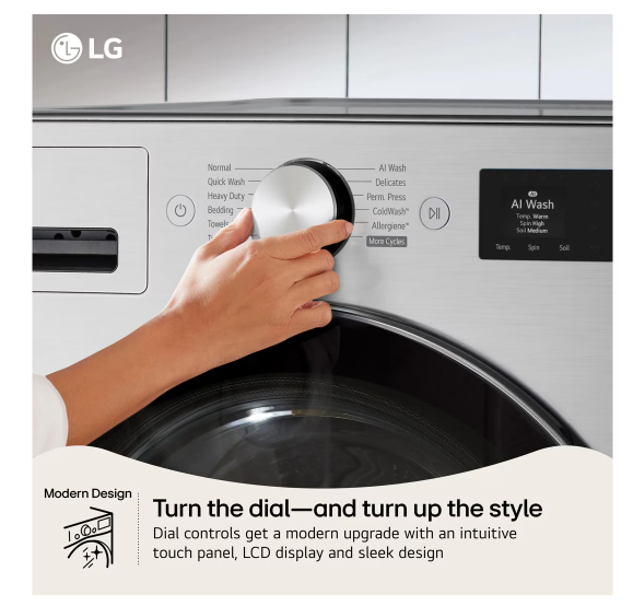LG 5.0 cu. ft. Smart Front Load Washer with TurboWash® 360°, AI Sensing & Steam – Graphite Steel