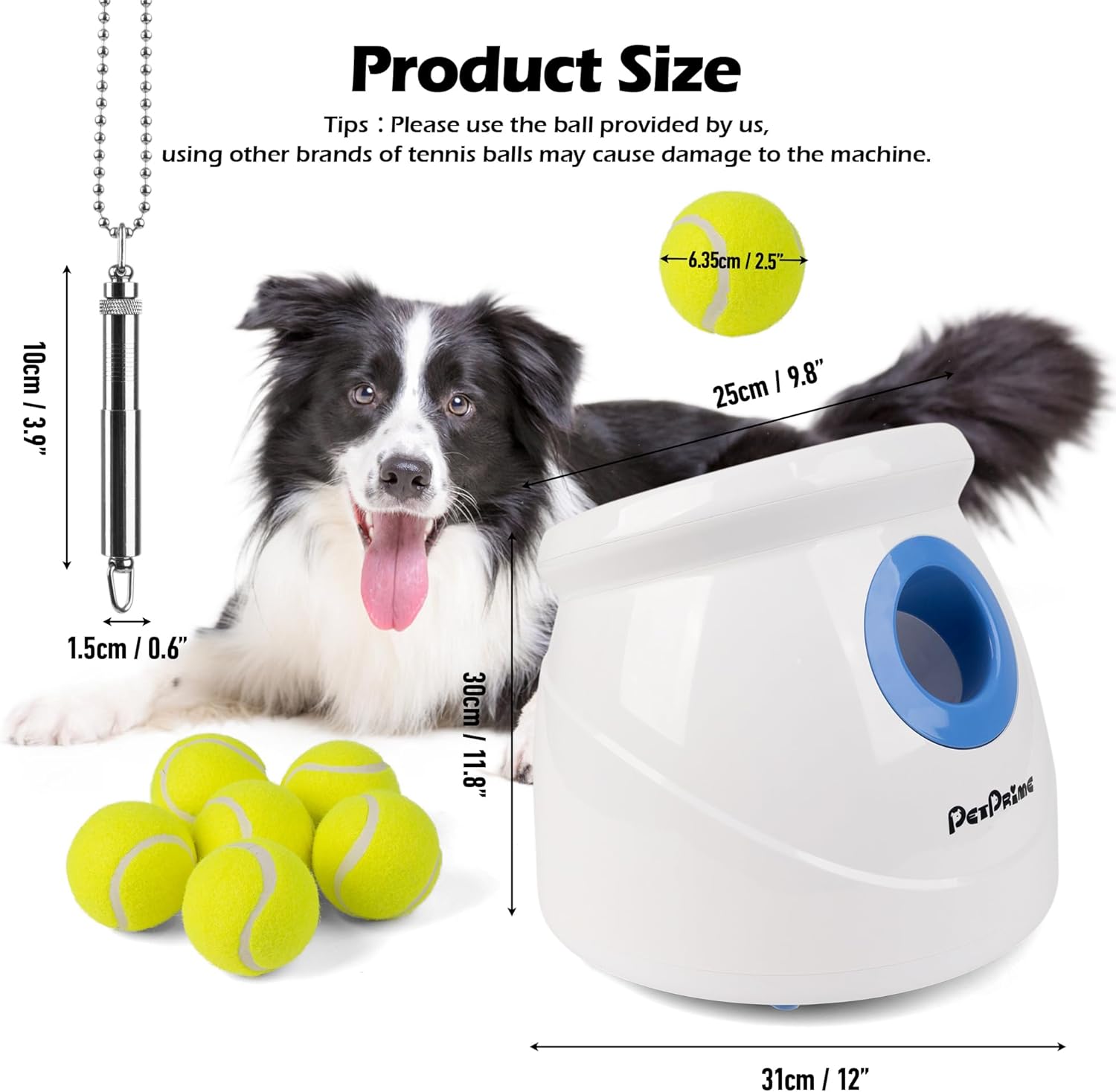 PetPrime Automatic Dog Ball Launcher – Interactive Tennis Ball Thrower for Small & Medium Dogs