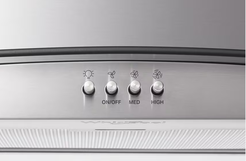 Whirlpool 30" Curved Glass Wall Mount Range Hood – Stainless Steel | LED Lighting & Touch Controls